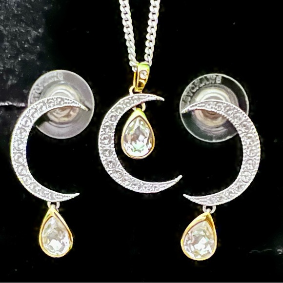 Swarovski Half Moon Teardrop Necklace and Earring Set - Picture 3 of 4
